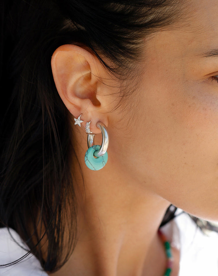 Celeste Diamond Silver Huggie Earring